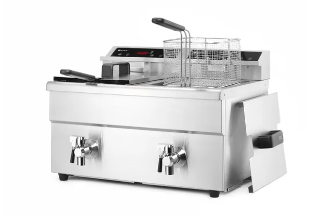 Frytownica indukcyjna z kranem spustowym, 2x8l, Profi Line, 16L, 230V/7000W, 577x609x410mm Hendi 215029