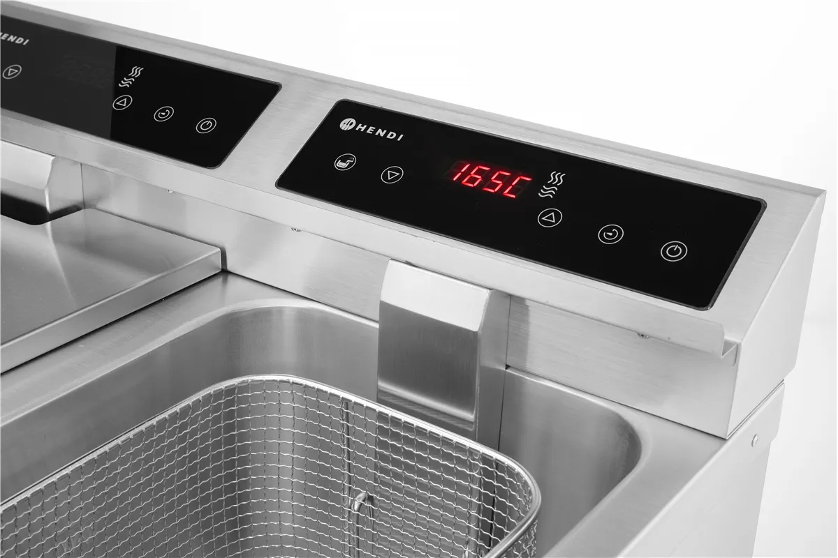 Frytownica indukcyjna z kranem spustowym, 2x8l, Profi Line, 16L, 230V/7000W, 577x609x410mm Hendi 215029