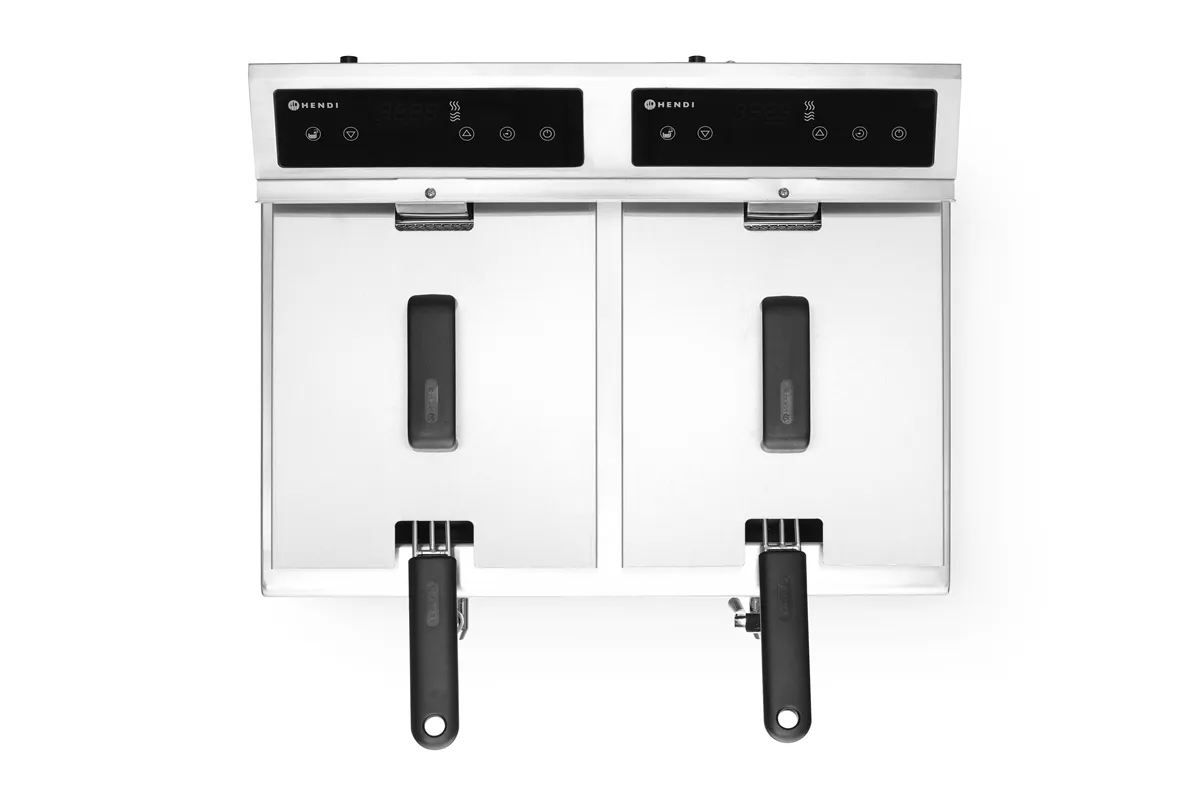 Frytownica indukcyjna z kranem spustowym, 2x8l, Profi Line, 16L, 230V/7000W, 577x609x410mm Hendi 215029