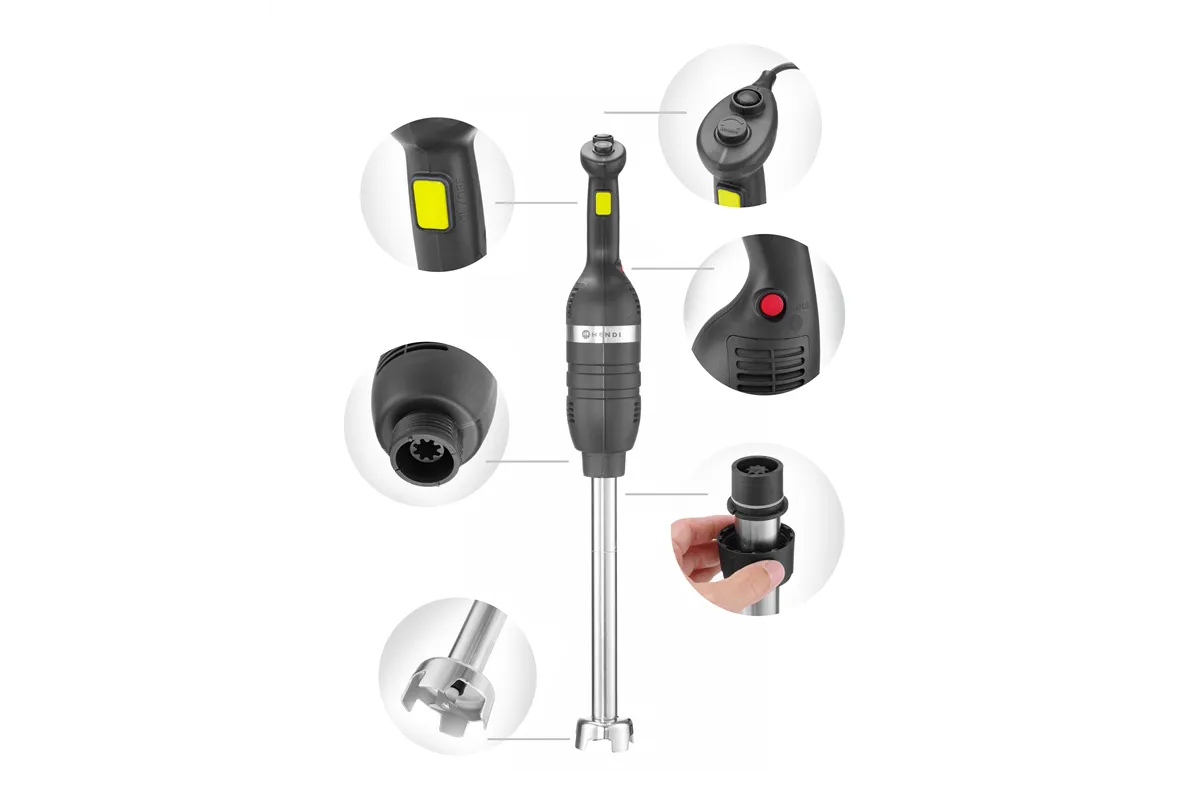 Mikser ręczny 500 ze zmienną prędkością i ramieniem miksującym 500mm, Kitchen Line, czarny, 230V/500W, ⌀100x916mm Hendi 221341