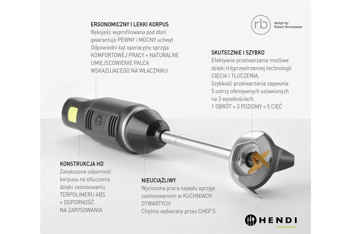 Mikser ręczny HENDI BLEND, designed by Robert Bronwasser, 220-240V/250W, ⌀71x450mm Hendi 222157