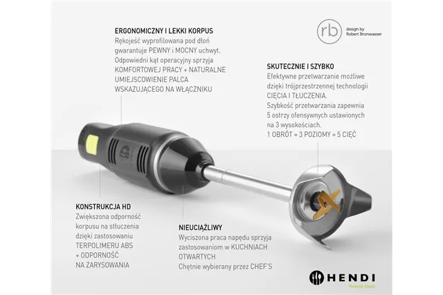 Mikser ręczny HENDI BLEND, designed by Robert Bronwasser, 220-240V/250W, ⌀71x450mm Hendi 222157