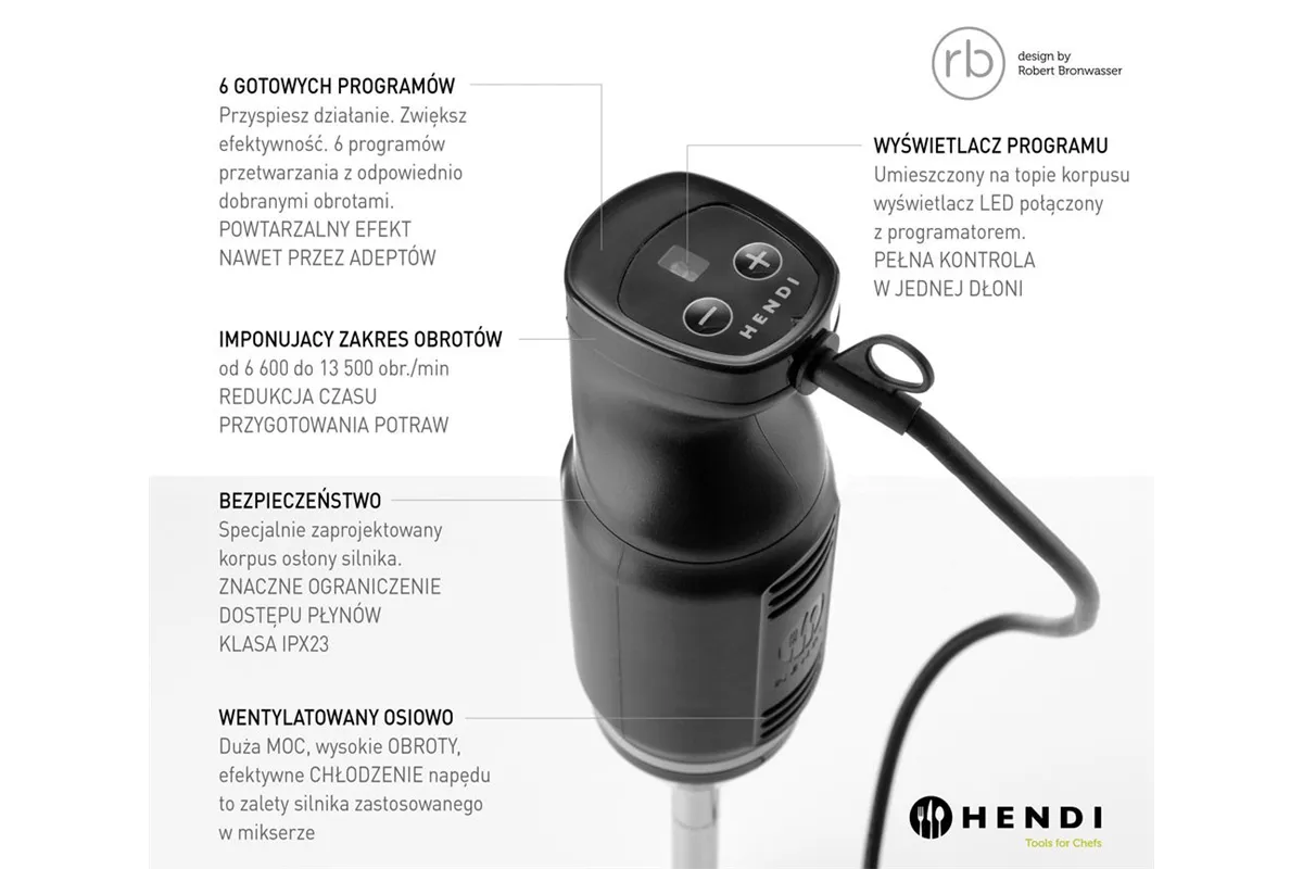 Mikser ręczny HENDI BLEND, designed by Robert Bronwasser, 220-240V/250W, ⌀71x450mm Hendi 222157