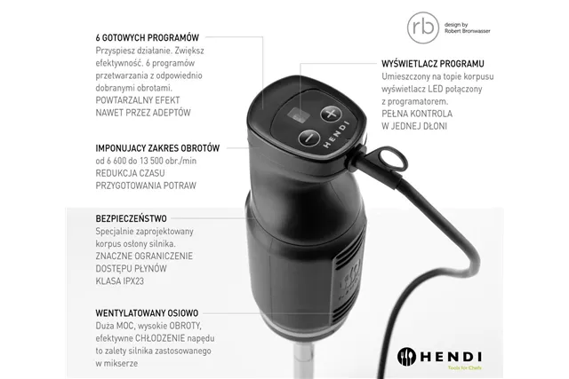 Mikser ręczny HENDI BLEND, designed by Robert Bronwasser, 220-240V/250W, ⌀71x450mm Hendi 222157