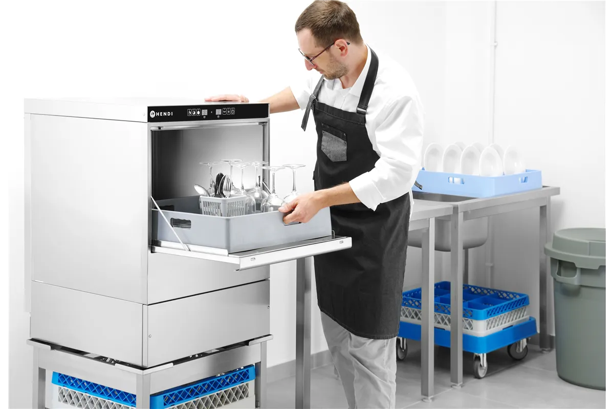 Zmywarka do szkła 40x40 – sterowana elektronicznie, 230V/2800W, 470x510x710mm Hendi 230268