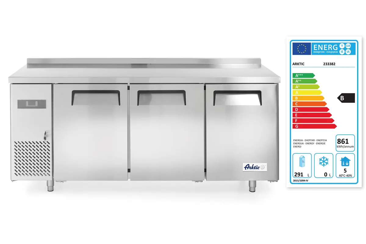 Stół chłodniczy 3-drzwiowy z agregatem bocznym, Kitchen Line, 291L, 230V/270W, 1800x600x886mm Arktic 233382