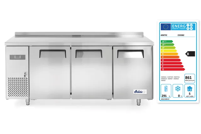 Stół chłodniczy 3-drzwiowy z agregatem bocznym, Kitchen Line, 291L, 230V/270W, 1800x600x886mm Arktic 233382