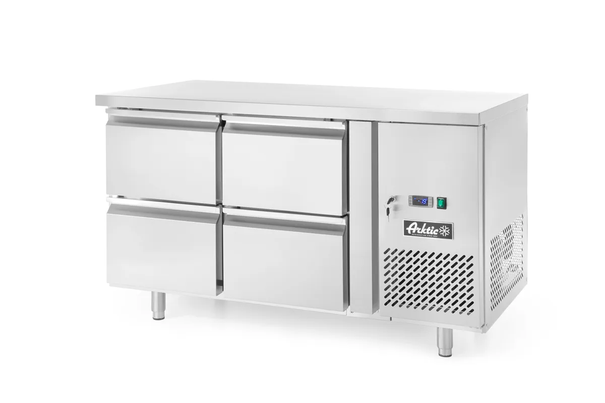 Stół chłodniczy z 4 szufladami i agregatem bocznym, Profi Line, 230V/250W, 1360x700x858mm Arktic 233764