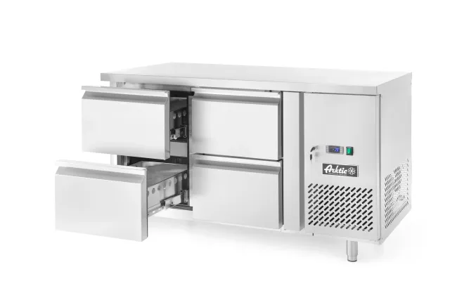 Stół chłodniczy z 4 szufladami i agregatem bocznym, Profi Line, 230V/250W, 1360x700x858mm Arktic 233764