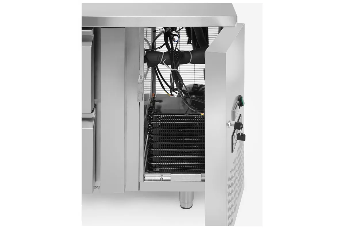 Stół chłodniczy z 4 szufladami i agregatem bocznym, Profi Line, 230V/250W, 1360x700x858mm Arktic 233764