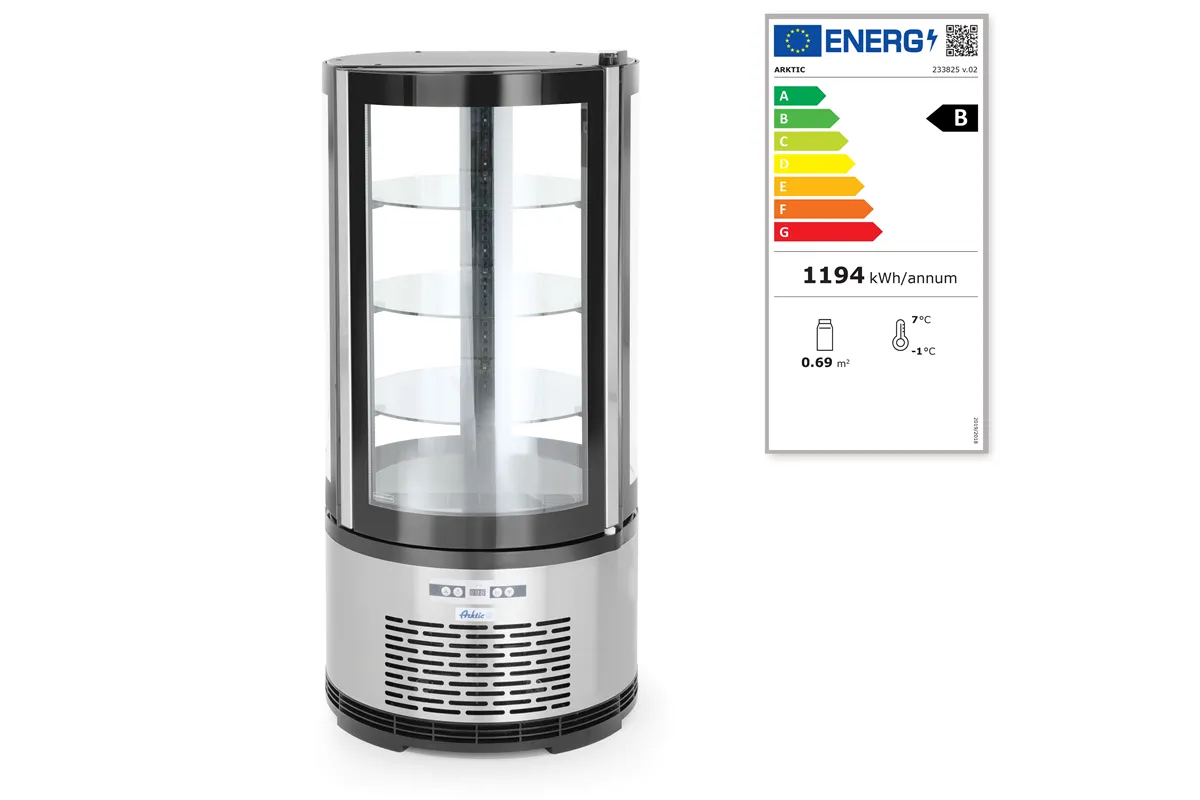 Witryna chłodnicza okrągła, 100L, 230V/210W, ⌀480x1065mm Arktic 233825