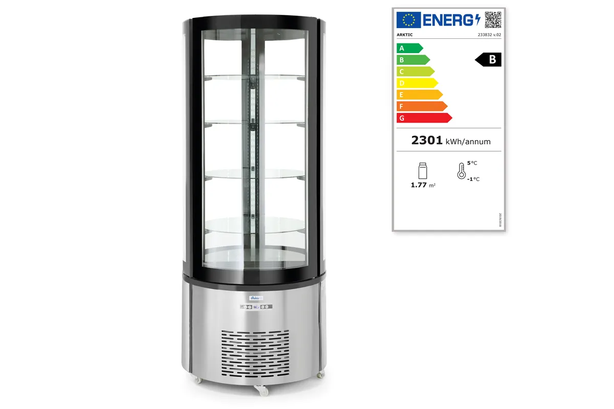 Witryna chłodnicza okrągła, 360L, 220-240V/460W, ⌀680x1755mm Arktic 233832