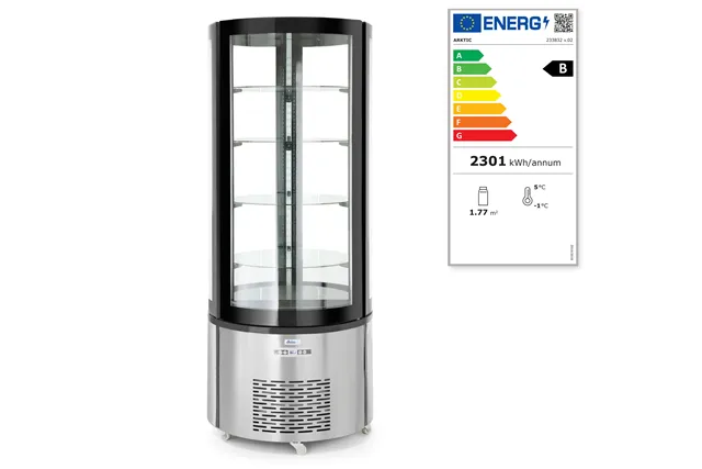 Witryna chłodnicza okrągła, 360L, 220-240V/460W, ⌀680x1755mm Arktic 233832 Witryna chłodnicza okrągła, 360L, 220-240V/460W, ⌀680x1755mm Arktic 233832