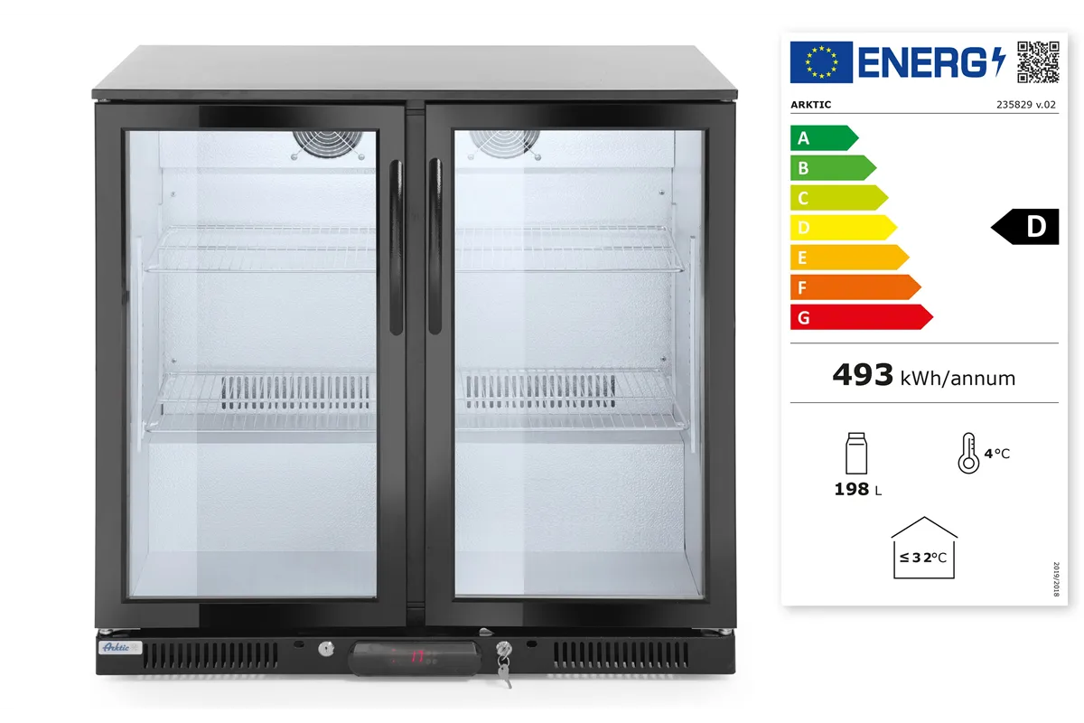 Lodówka barowa 2-drzwiowa, 158L, czarny, 220-240V/160W, 900x530x870mm Arktic 235829