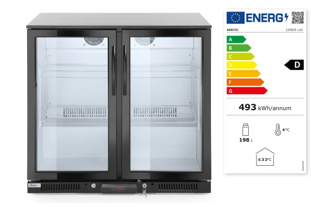 Lodówka barowa 2-drzwiowa, 158L, czarny, 220-240V/160W, 900x530x870mm Arktic 235829