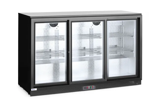Lodówka barowa z potrójnymi drzwiami suwanymi, 254L, czarny, 220-240V/160W, 1350x520x865mm Arktic 235836