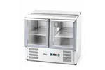Stół chłodniczy 2-drzwiowy przeszklony z pokrywą uchylną, 247L, 230V/145W, 900x700x860mm Arktic 236246