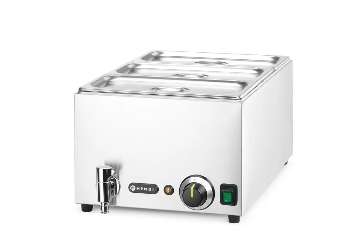 Zestaw: Bemar HENDI Ranger z kranem spustowym + 3x GN 1/3 z pokrywką , GN 1/1, 230V/1000W, 605x332x242mm Hendi 238868