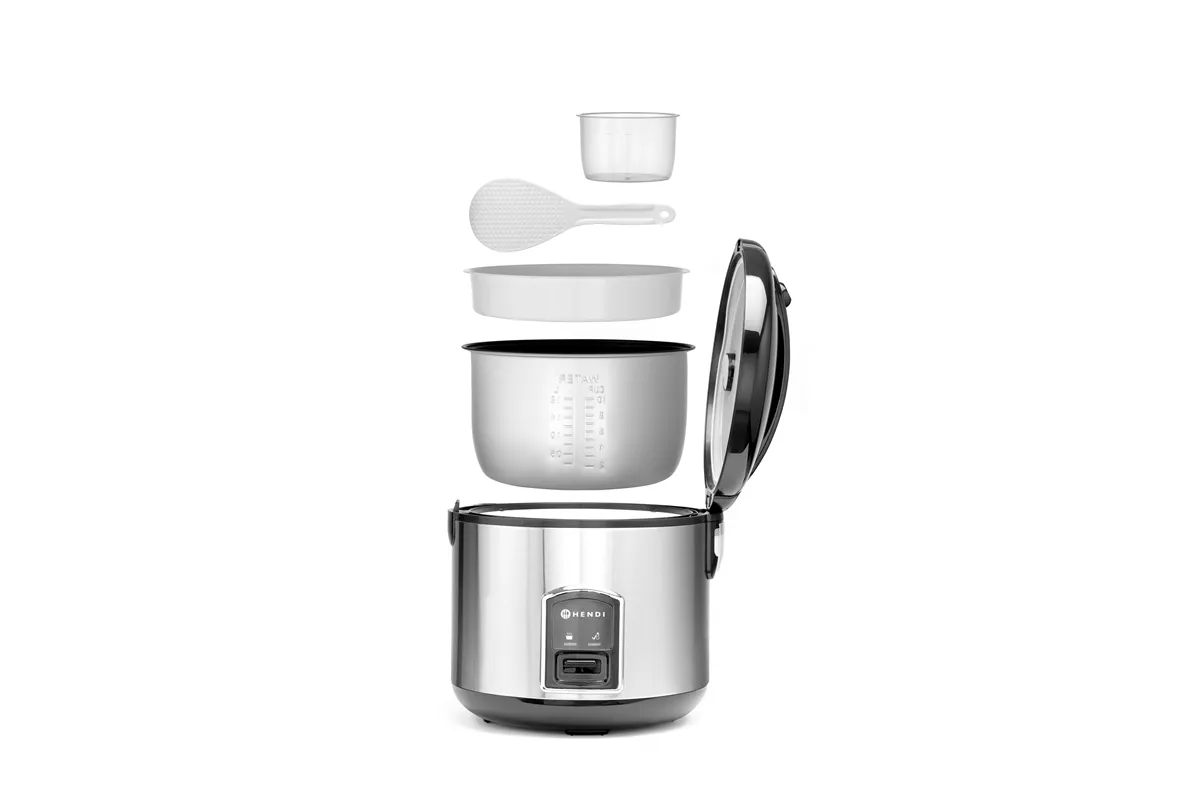 Urządzenie do gotowania ryżu i kaszy z funkcją gotowania na parze, 1,8l, Profi Line, 1,8L, 230V/700W, ⌀280x285mm Hendi 240410