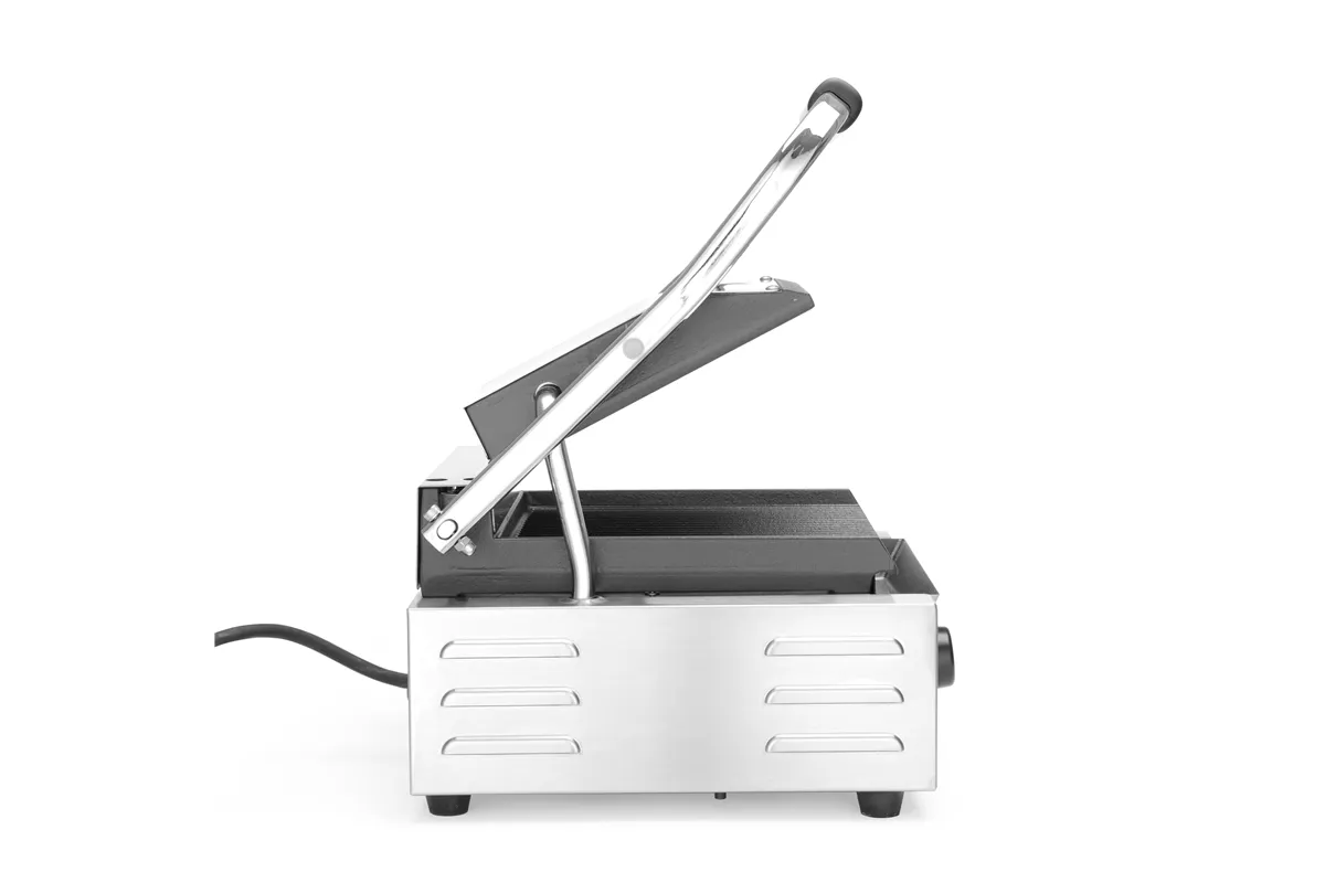 Grill kontaktowy pojedynczy, góra i dół ryflowane, 230V/1800W, 310x375x216mm Hendi 263501
