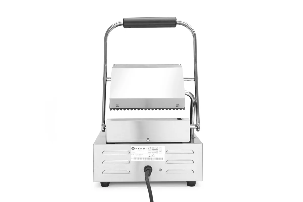 Grill kontaktowy pojedynczy, góra i dół ryflowane, 230V/1800W, 310x375x216mm Hendi 263501