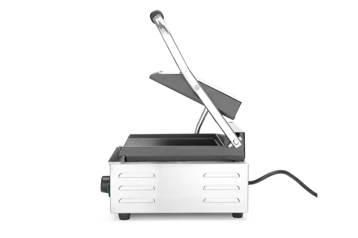 Grill kontaktowy pojedynczy, góra i dół ryflowane, 230V/1800W, 310x375x216mm Hendi 263501