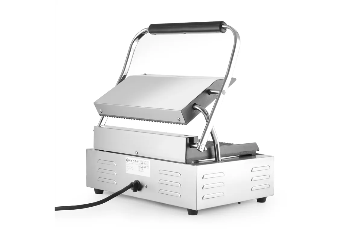 Grill kontaktowy Panini, góra i dół ryflowane, 230V/2200W, 430x375x216mm Hendi 263655