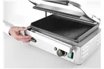Grill kontaktowy Panini, góra i dół ryflowane, 230V/2200W, 430x375x216mm Hendi 263655