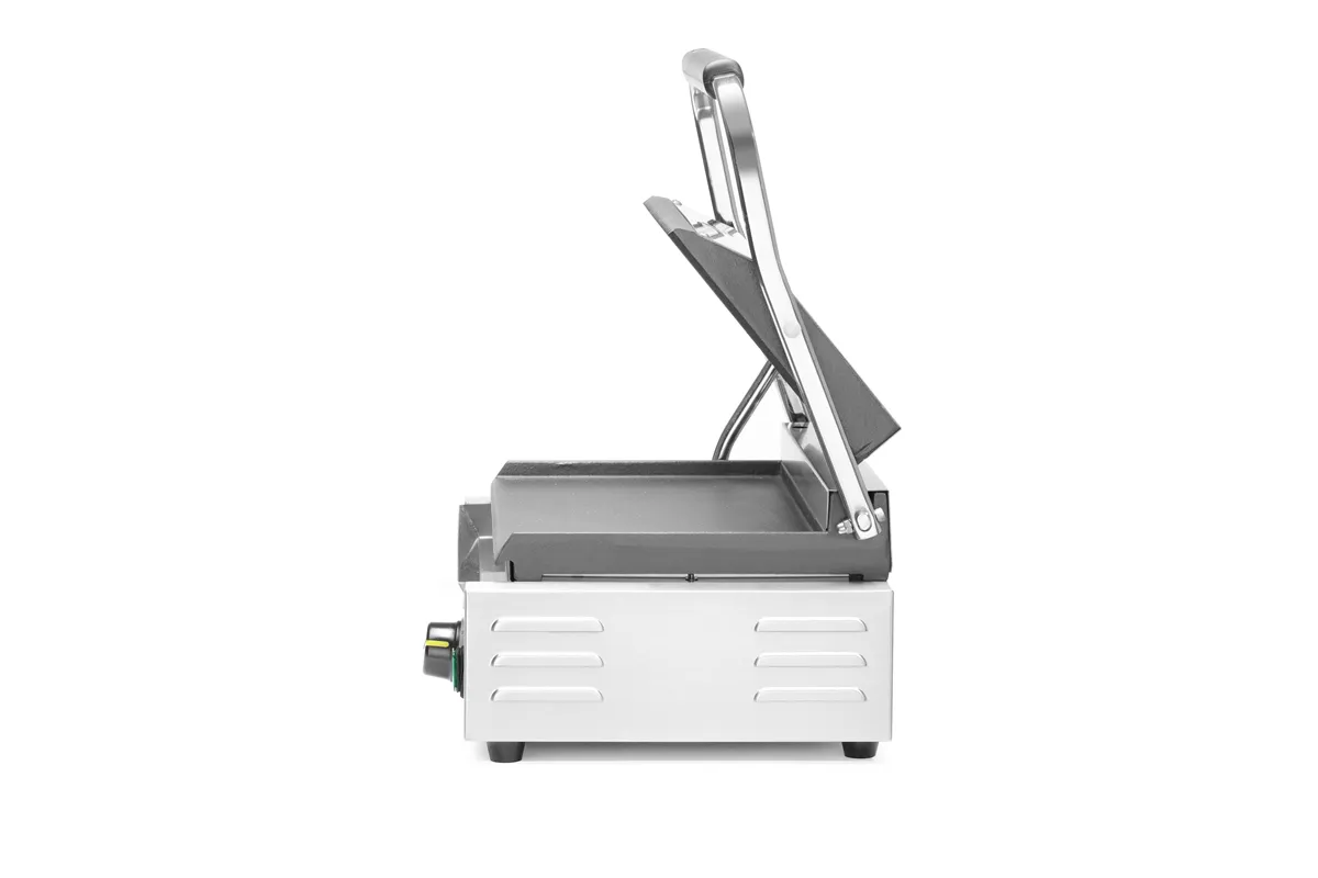 Grill kontaktowy Panini, góra ryflowana, dół gładki, 230V/2200W, 430x375x216mm Hendi 263662