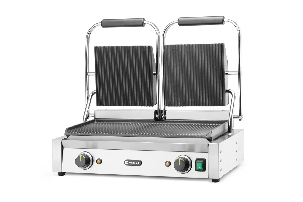 Grill kontaktowy podwójny Ryflowany, góra i dół ryflowane, 230V/3600W, 570x375x216mm Hendi 263709