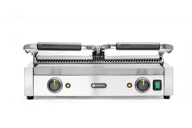 Grill kontaktowy podwójny Ryflowany, góra i dół ryflowane, 230V/3600W, 570x375x216mm Hendi 263709