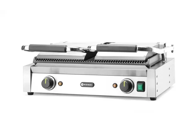 Grill kontaktowy podwójny Ryflowany, góra i dół ryflowane, 230V/3600W, 570x375x216mm Hendi 263709