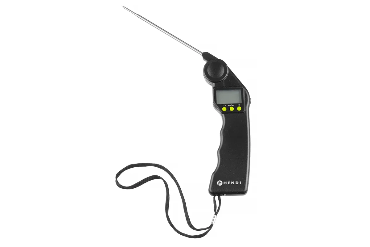 Termometr cyfrowy ze składaną sondą, czarny, 160x55x20mm Hendi 271315