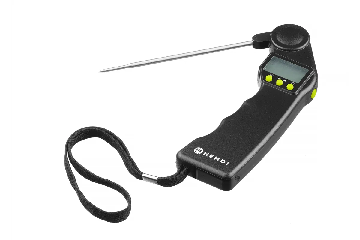Termometr cyfrowy ze składaną sondą, czarny, 160x55x20mm Hendi 271315