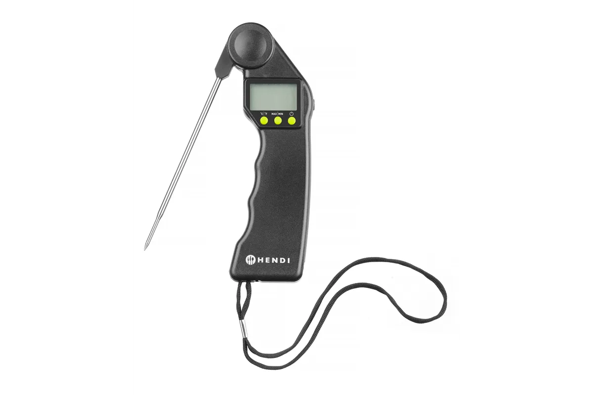 Termometr cyfrowy ze składaną sondą, czarny, 160x55x20mm Hendi 271315