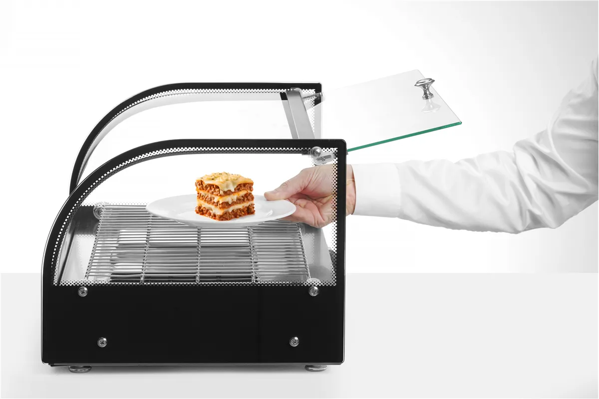 Witryna grzewcza nastawna, pojedyncza, czarny, 220-240V/800W, 554x376x311mm Hendi 273982