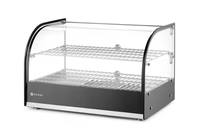 Witryna grzewcza podwójna, podwójna, czarny, 220-240V/800W, 554x376x376mm Hendi 273999