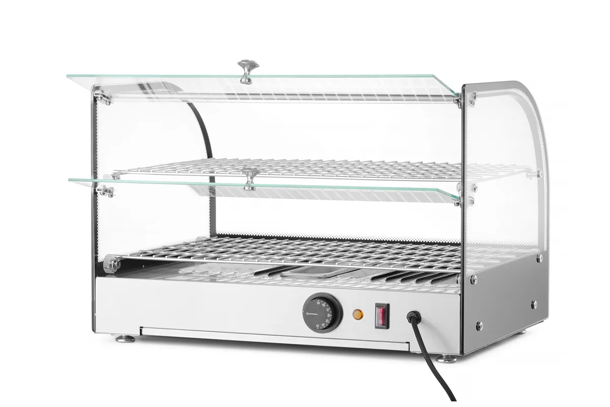 Witryna grzewcza podwójna, podwójna, czarny, 220-240V/800W, 554x376x376mm Hendi 273999