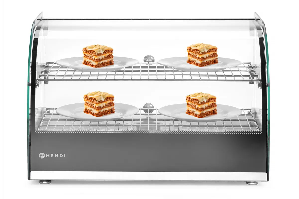 Witryna grzewcza podwójna, podwójna, czarny, 220-240V/800W, 554x376x376mm Hendi 273999