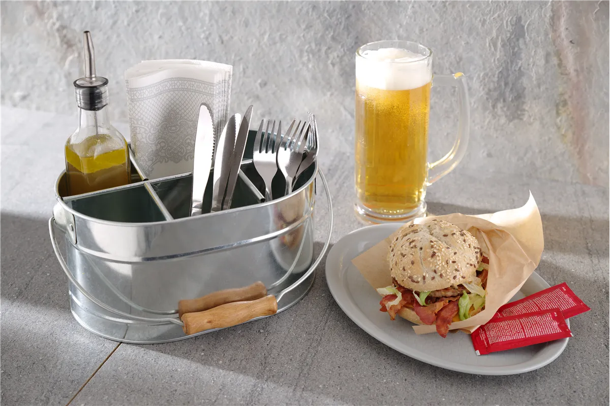 Pojemnik w kształcie wiadra na sztućce i serwetki, 245x180x130mm Hendi 425978