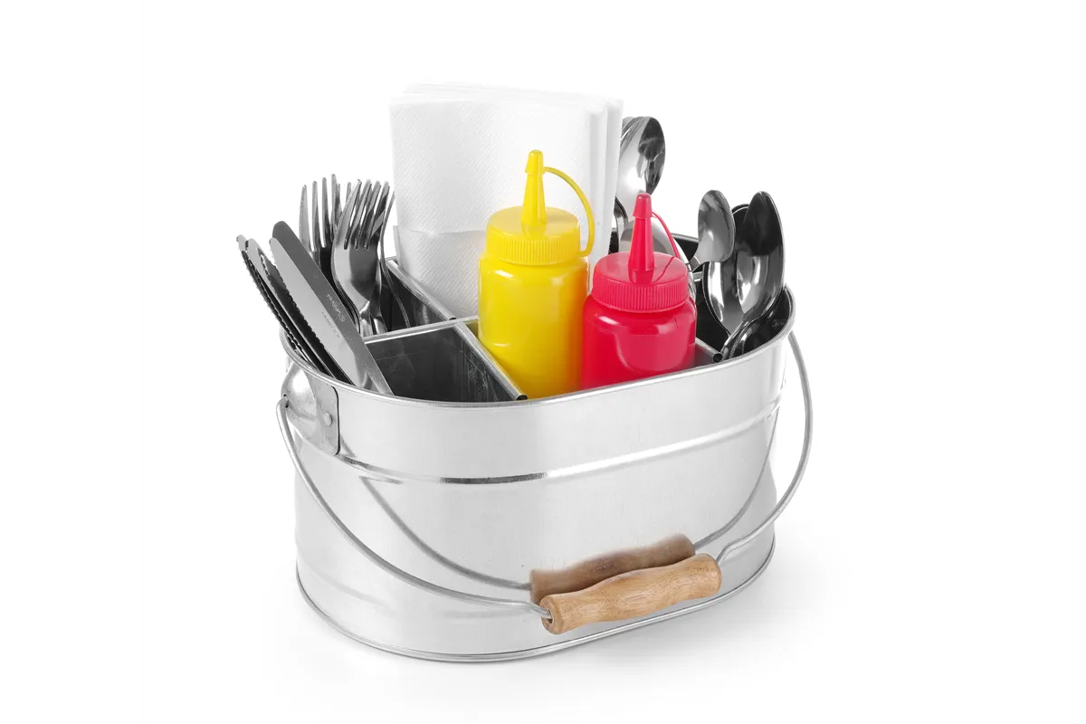 Pojemnik w kształcie wiadra na sztućce i serwetki, 245x180x130mm Hendi 425978