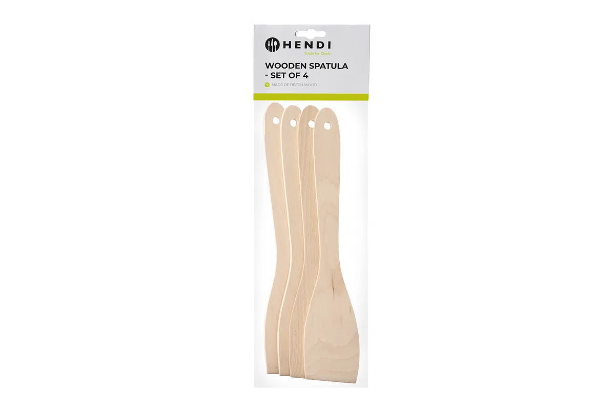 Szpatuła drewniana - zestaw 4 szt., 4 szt., 300x55mm Hendi 525142