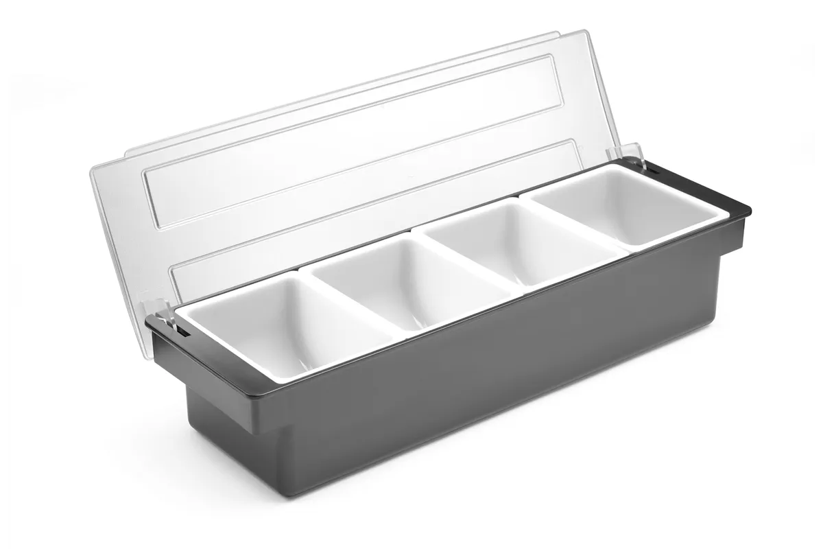 Pojemnik barmański na dodatki do drinków - 4 wkłady, 480x150x100mm BarUp 552025