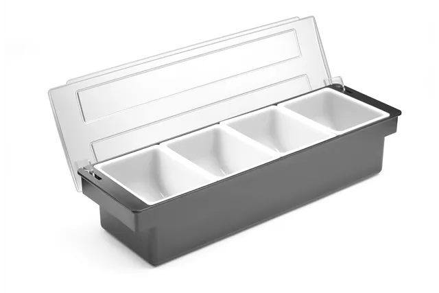 Pojemnik barmański na dodatki do drinków - 4 wkłady, 480x150x100mm BarUp 552025