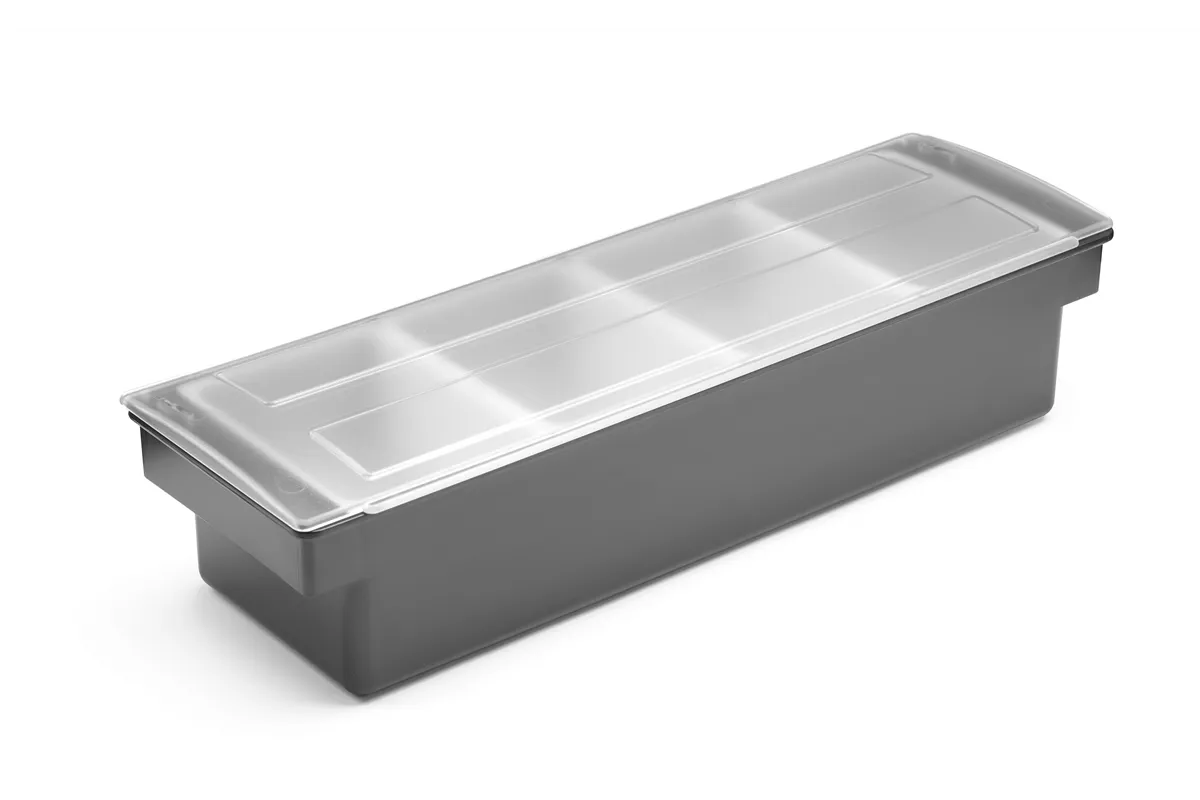 Pojemnik barmański na dodatki do drinków - 4 wkłady, 480x150x100mm BarUp 552025