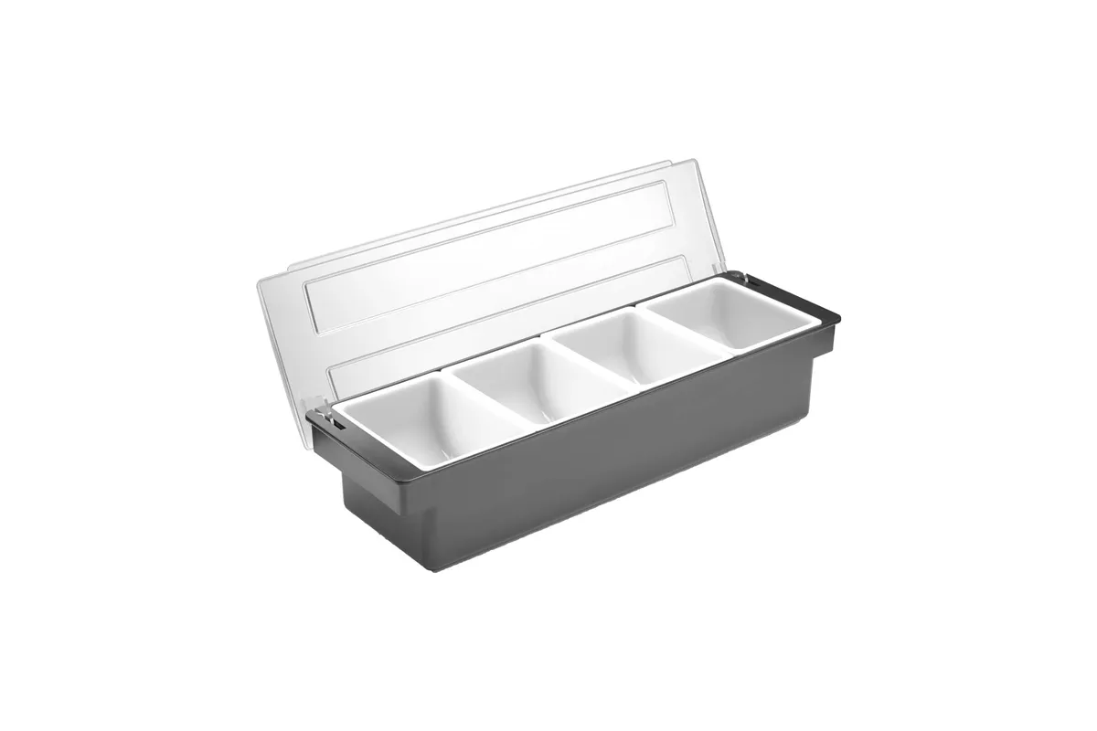 Pojemnik barmański na dodatki do drinków - 4 wkłady, 480x150x100mm BarUp 552025