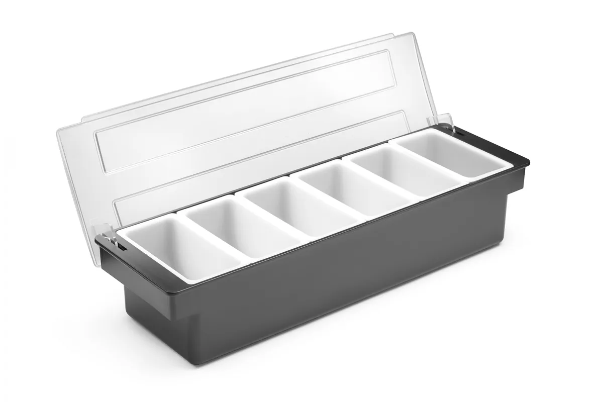 Pojemnik barmański na dodatki do drinków - 6 wkładów, 480x150x100mm BarUp 552032