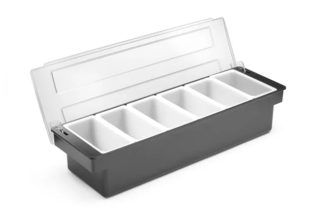 Pojemnik barmański na dodatki do drinków - 6 wkładów, 480x150x100mm BarUp 552032
