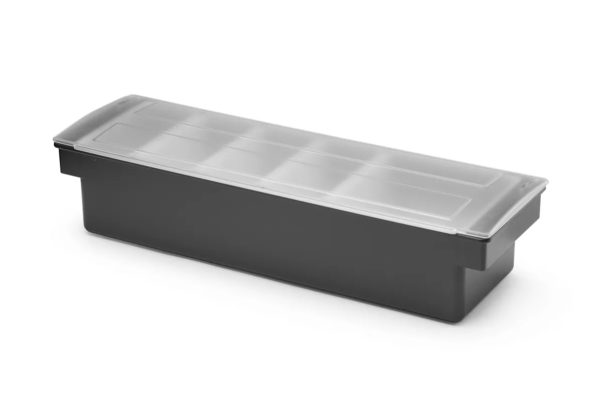 Pojemnik barmański na dodatki do drinków - 5 wkładów, czarny, 480x150x100mm BarUp 552131