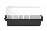 Pojemnik barmański na dodatki do drinków - 5 wkładów, czarny, 480x150x100mm BarUp 552131